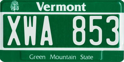 VT license plate XWA853