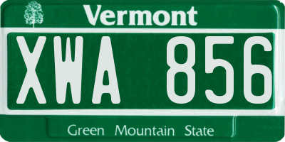 VT license plate XWA856