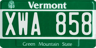 VT license plate XWA858
