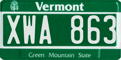 VT license plate XWA863
