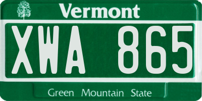 VT license plate XWA865