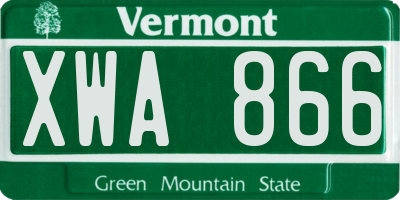 VT license plate XWA866