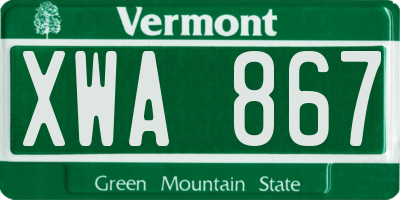VT license plate XWA867