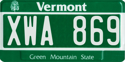 VT license plate XWA869
