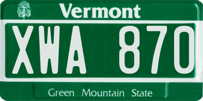 VT license plate XWA870