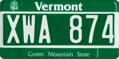 VT license plate XWA874