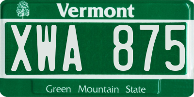 VT license plate XWA875