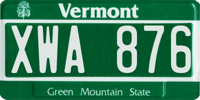 VT license plate XWA876