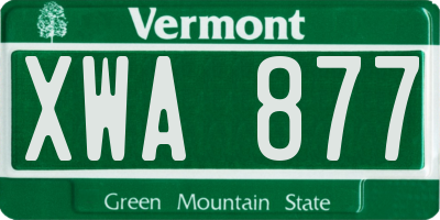 VT license plate XWA877