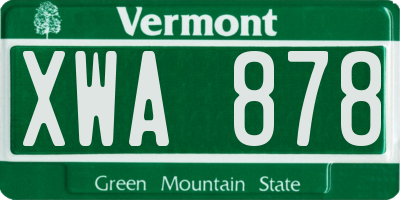 VT license plate XWA878