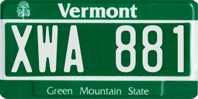 VT license plate XWA881