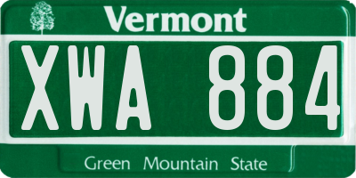 VT license plate XWA884