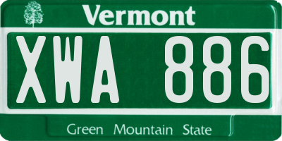 VT license plate XWA886