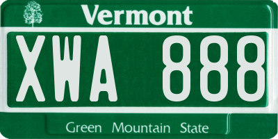VT license plate XWA888