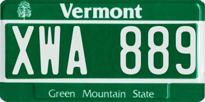VT license plate XWA889