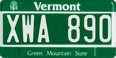 VT license plate XWA890