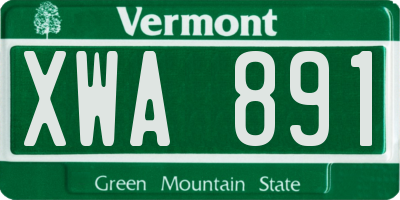 VT license plate XWA891