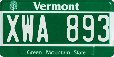 VT license plate XWA893