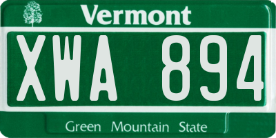 VT license plate XWA894