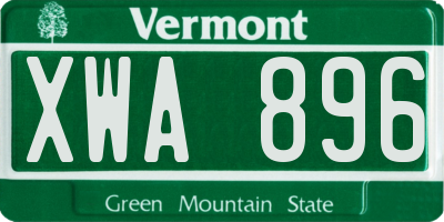 VT license plate XWA896