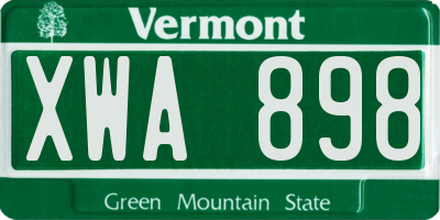 VT license plate XWA898