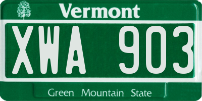 VT license plate XWA903