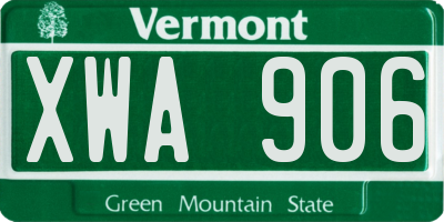 VT license plate XWA906