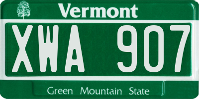 VT license plate XWA907
