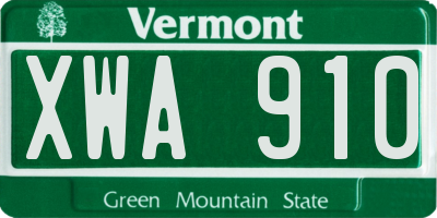 VT license plate XWA910