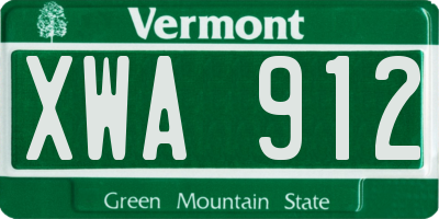 VT license plate XWA912