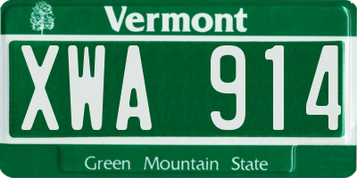 VT license plate XWA914