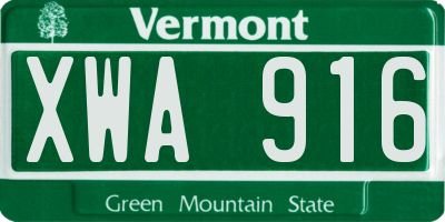 VT license plate XWA916