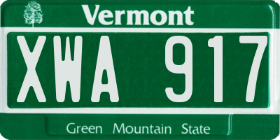 VT license plate XWA917