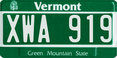 VT license plate XWA919