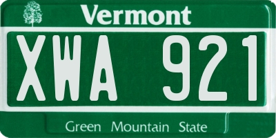 VT license plate XWA921