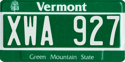 VT license plate XWA927