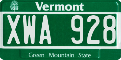 VT license plate XWA928