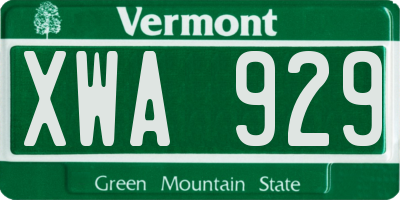 VT license plate XWA929