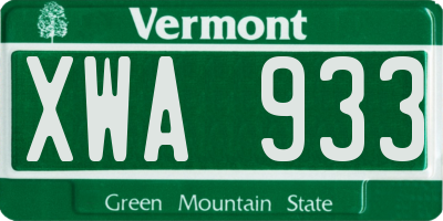 VT license plate XWA933