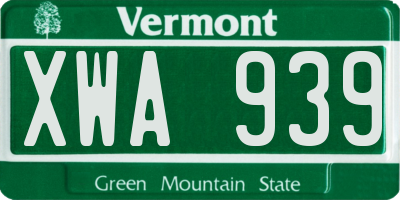 VT license plate XWA939