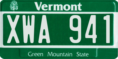VT license plate XWA941