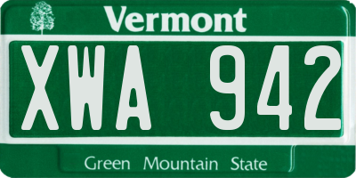 VT license plate XWA942