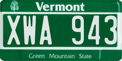 VT license plate XWA943