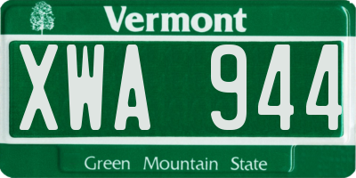 VT license plate XWA944