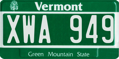 VT license plate XWA949