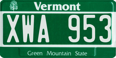 VT license plate XWA953