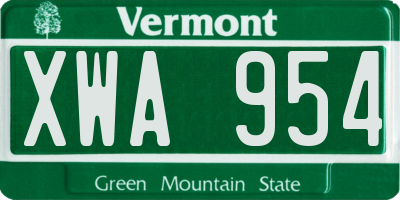 VT license plate XWA954