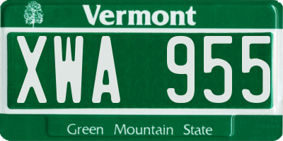 VT license plate XWA955