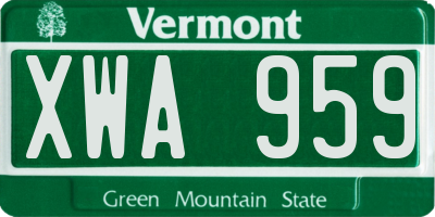 VT license plate XWA959