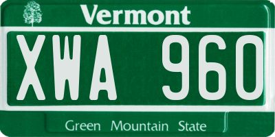 VT license plate XWA960